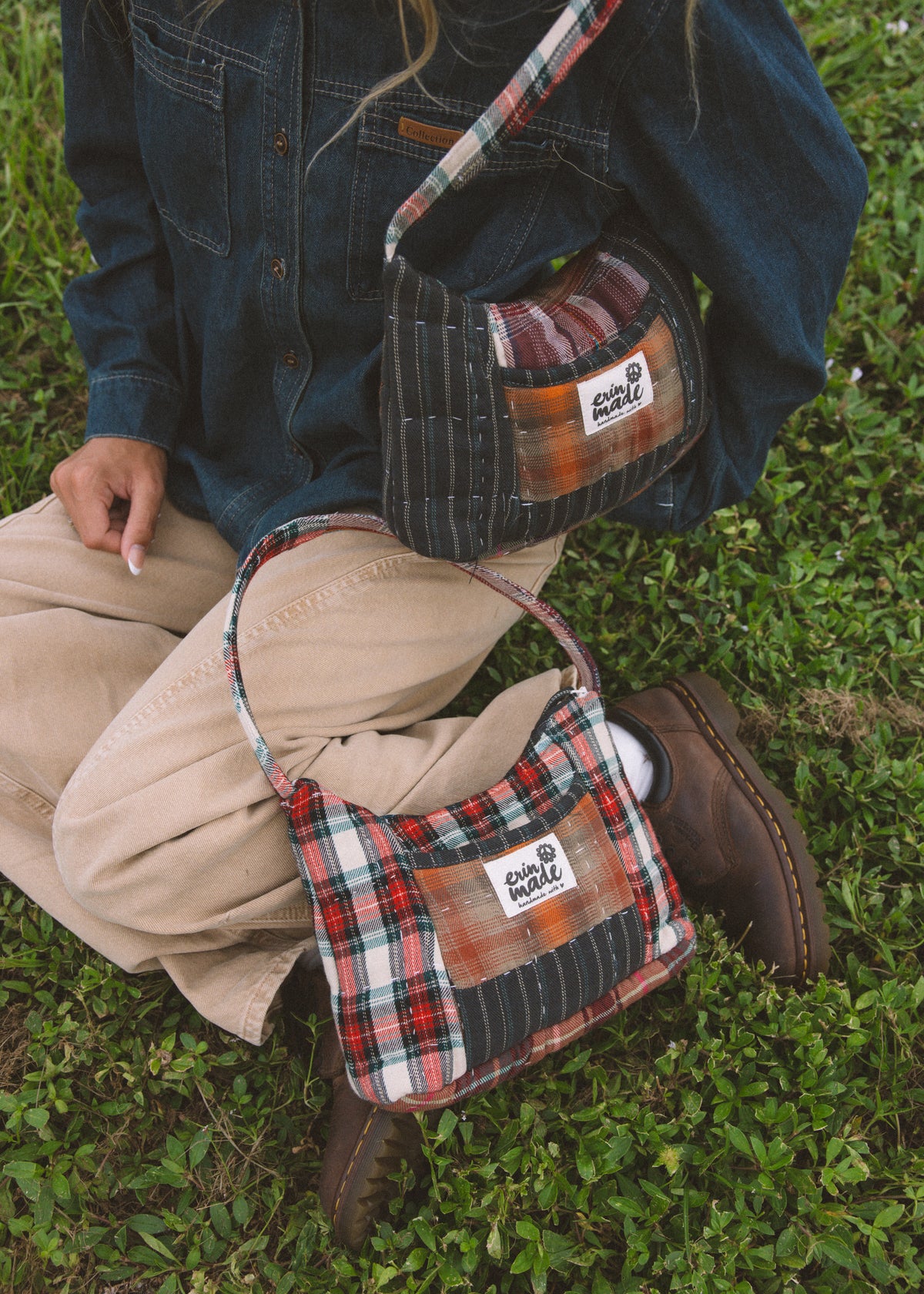 Rosewood Plaid Shoulder Bag