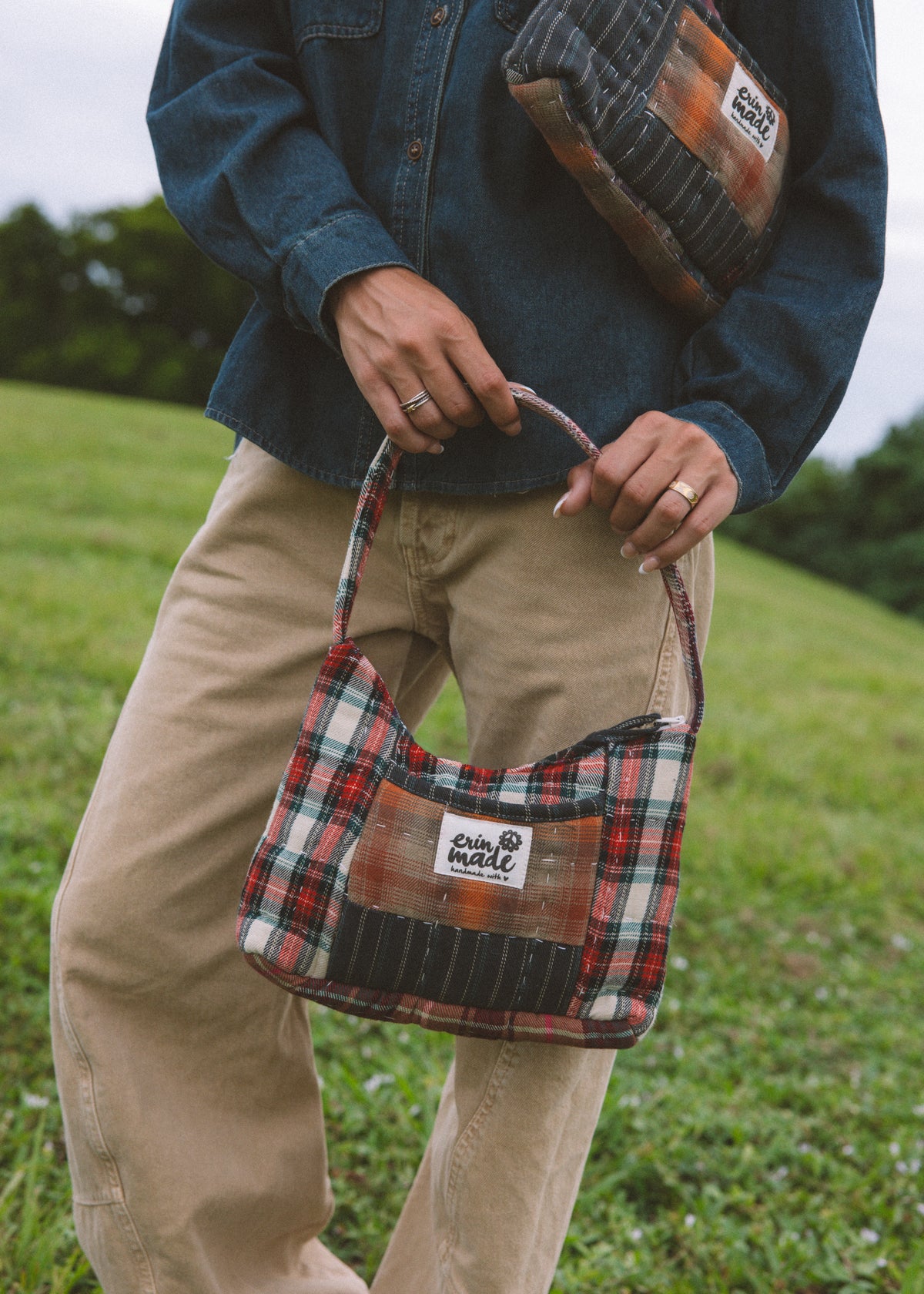 Rosewood Plaid Shoulder Bag
