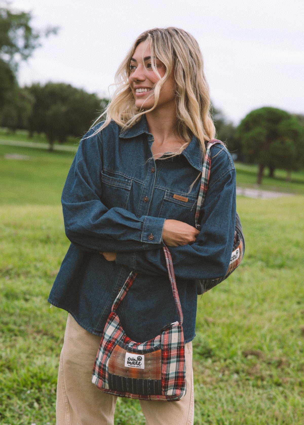 Rosewood Plaid Shoulder Bag
